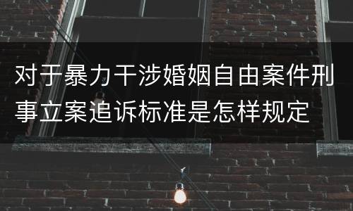 对于暴力干涉婚姻自由案件刑事立案追诉标准是怎样规定