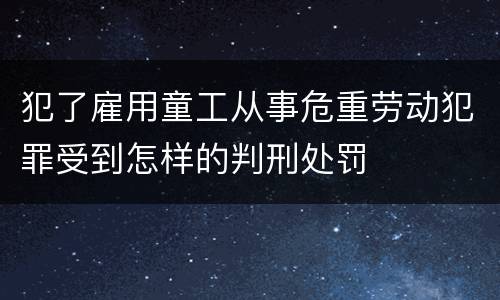 犯了雇用童工从事危重劳动犯罪受到怎样的判刑处罚