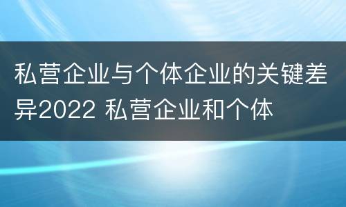 私营企业与个体企业的关键差异2022 私营企业和个体