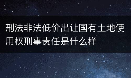 刑法非法低价出让国有土地使用权刑事责任是什么样