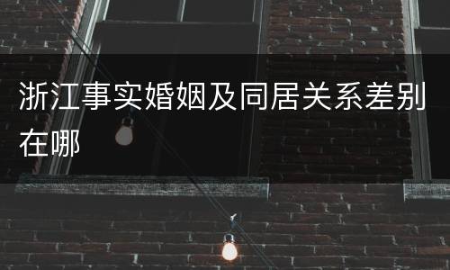 浙江事实婚姻及同居关系差别在哪