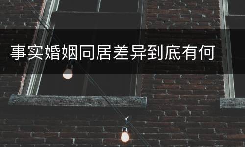 事实婚姻同居差异到底有何