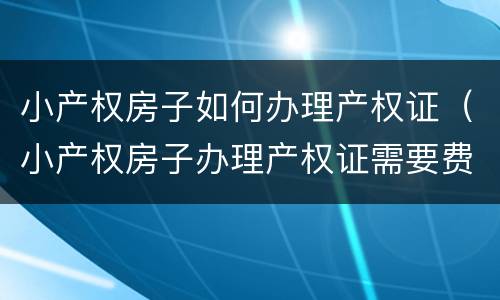 小产权房子如何办理产权证（小产权房子办理产权证需要费用吗）