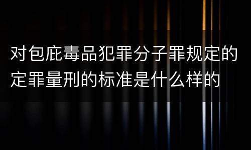 对包庇毒品犯罪分子罪规定的定罪量刑的标准是什么样的