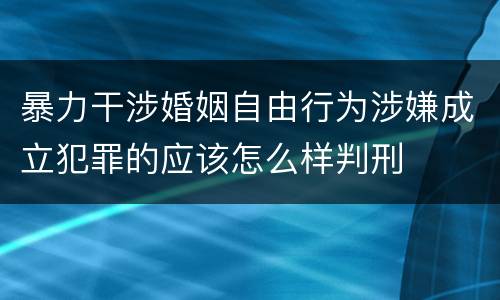暴力干涉婚姻自由行为涉嫌成立犯罪的应该怎么样判刑