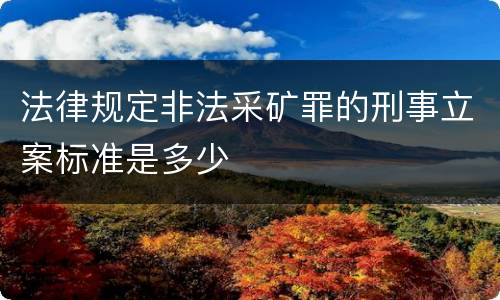 法律规定非法采矿罪的刑事立案标准是多少
