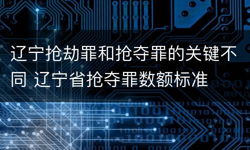 辽宁抢劫罪和抢夺罪的关键不同 辽宁省抢夺罪数额标准