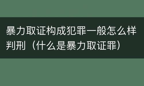 暴力取证构成犯罪一般怎么样判刑（什么是暴力取证罪）
