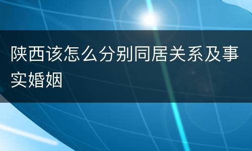 陕西该怎么分别同居关系及事实婚姻