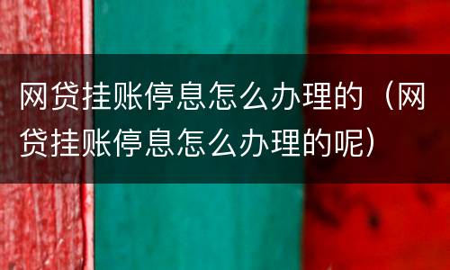 网贷挂账停息怎么办理的（网贷挂账停息怎么办理的呢）