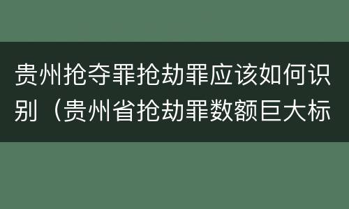 贵州抢夺罪抢劫罪应该如何识别（贵州省抢劫罪数额巨大标准）