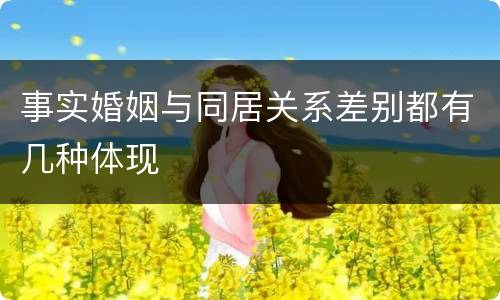 事实婚姻与同居关系差别都有几种体现
