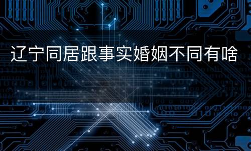 辽宁同居跟事实婚姻不同有啥