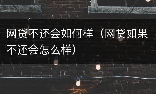 网贷不还会如何样（网贷如果不还会怎么样）