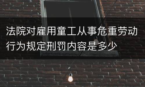 法院对雇用童工从事危重劳动行为规定刑罚内容是多少