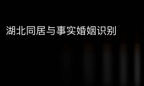 湖北同居与事实婚姻识别