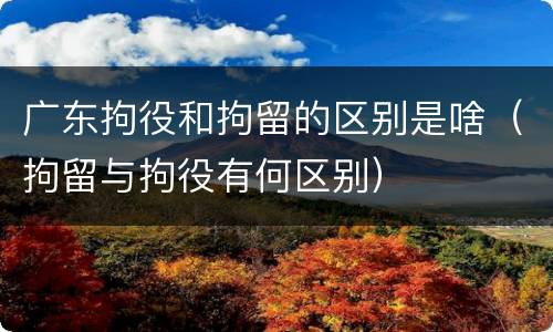 广东拘役和拘留的区别是啥（拘留与拘役有何区别）