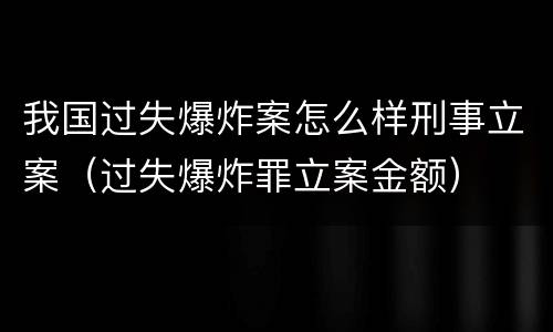 我国过失爆炸案怎么样刑事立案（过失爆炸罪立案金额）