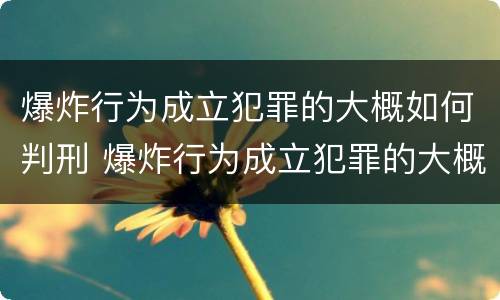 爆炸行为成立犯罪的大概如何判刑 爆炸行为成立犯罪的大概如何判刑呢