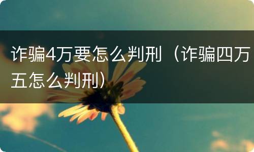 诈骗4万要怎么判刑（诈骗四万五怎么判刑）