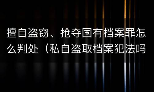 擅自盗窃、抢夺国有档案罪怎么判处（私自盗取档案犯法吗）