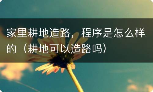 家里耕地造路，程序是怎么样的（耕地可以造路吗）