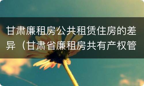 甘肃廉租房公共租赁住房的差异（甘肃省廉租房共有产权管理办法）