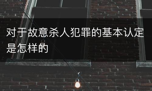 对于故意杀人犯罪的基本认定是怎样的