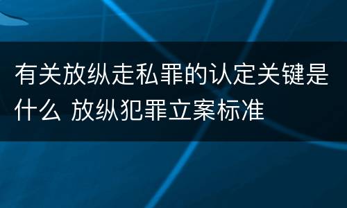 有关放纵走私罪的认定关键是什么 放纵犯罪立案标准