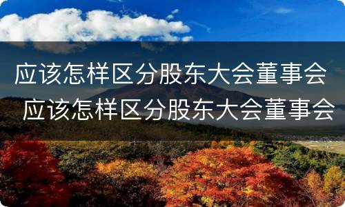 应该怎样区分股东大会董事会 应该怎样区分股东大会董事会和董事长