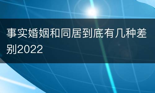 事实婚姻和同居到底有几种差别2022