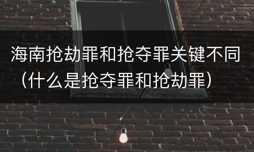 海南抢劫罪和抢夺罪关键不同（什么是抢夺罪和抢劫罪）