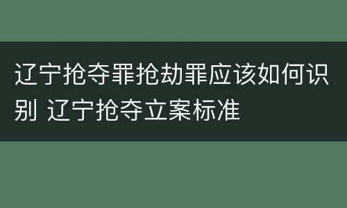 辽宁抢夺罪抢劫罪应该如何识别 辽宁抢夺立案标准