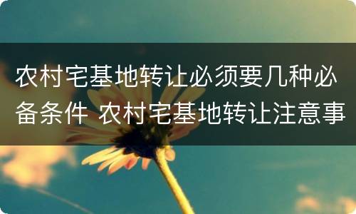农村宅基地转让必须要几种必备条件 农村宅基地转让注意事项
