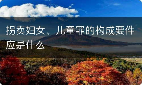 拐卖妇女、儿童罪的构成要件应是什么