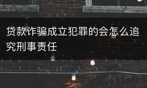 贷款诈骗成立犯罪的会怎么追究刑事责任