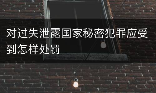 对过失泄露国家秘密犯罪应受到怎样处罚