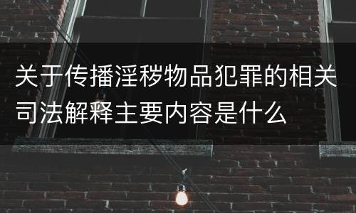 关于传播淫秽物品犯罪的相关司法解释主要内容是什么