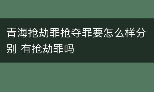 青海抢劫罪抢夺罪要怎么样分别 有抢劫罪吗
