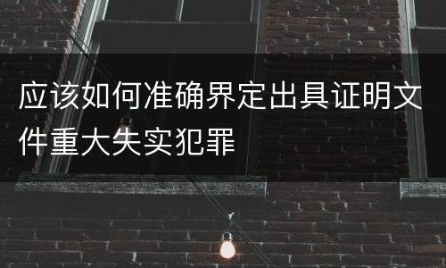 应该如何准确界定出具证明文件重大失实犯罪