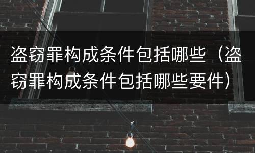 盗窃罪构成条件包括哪些（盗窃罪构成条件包括哪些要件）