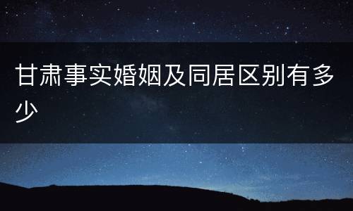 甘肃事实婚姻及同居区别有多少