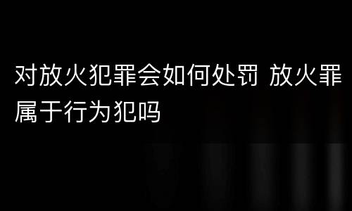 对放火犯罪会如何处罚 放火罪属于行为犯吗