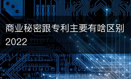 商业秘密跟专利主要有啥区别2022