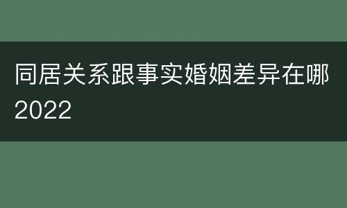 同居关系跟事实婚姻差异在哪2022