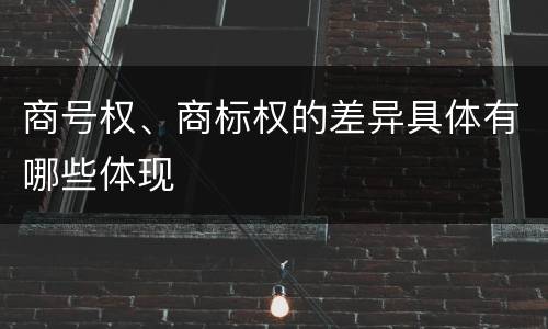 商号权、商标权的差异具体有哪些体现