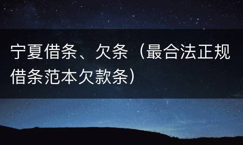 宁夏借条、欠条（最合法正规借条范本欠款条）