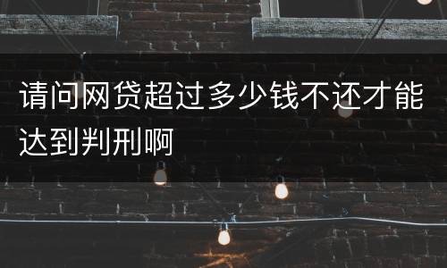 请问网贷超过多少钱不还才能达到判刑啊