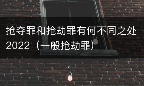 抢夺罪和抢劫罪有何不同之处2022（一般抢劫罪）