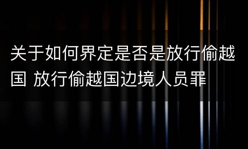 关于如何界定是否是放行偷越国 放行偷越国边境人员罪